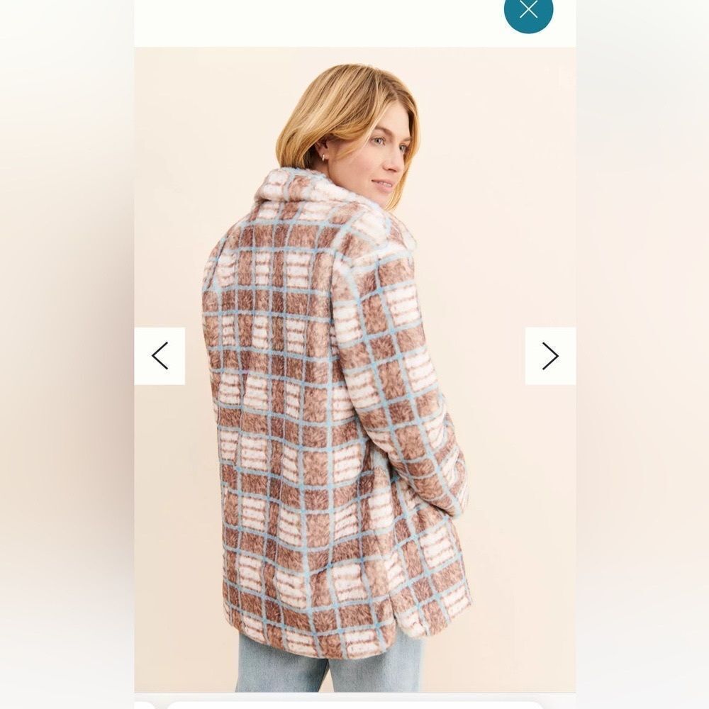 Hutch for Free People Plaid Faux Fur Shirt Jacket, Large - Picture 3 of 13